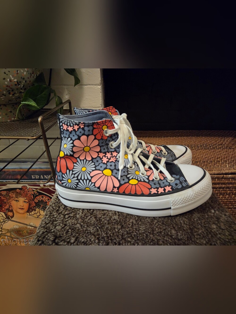 High-Top Floral Converse Sneakers